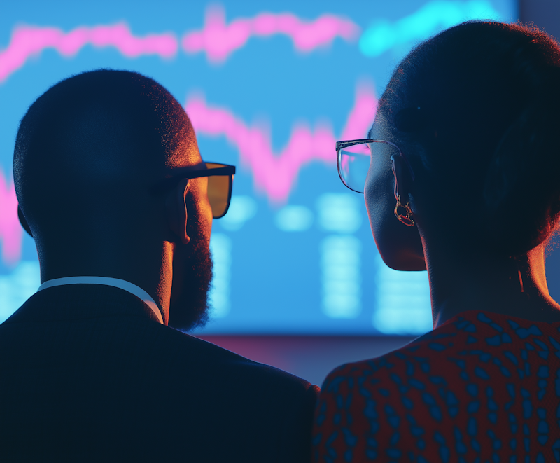 Consultor de inversiones profesional analizando datos financieros